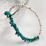 Pearl Choker Necklace with Malachite Stone Wedding Jewelry