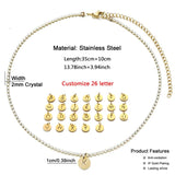 Rhinestone Alphabet Initial Letter Tennis Necklace Choker