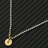 Rhinestone Alphabet Initial Letter Tennis Necklace Choker