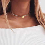 Rhinestone Alphabet Initial Letter Tennis Necklace Choker