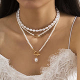 Vintage Pearl Heart OT Buckle Pendant Necklace for Women