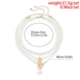 Vintage Pearl Heart OT Buckle Pendant Necklace for Women