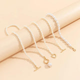 Vintage Pearl Heart OT Buckle Pendant Necklace for Women