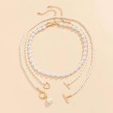 Vintage Pearl Heart OT Buckle Pendant Necklace for Women