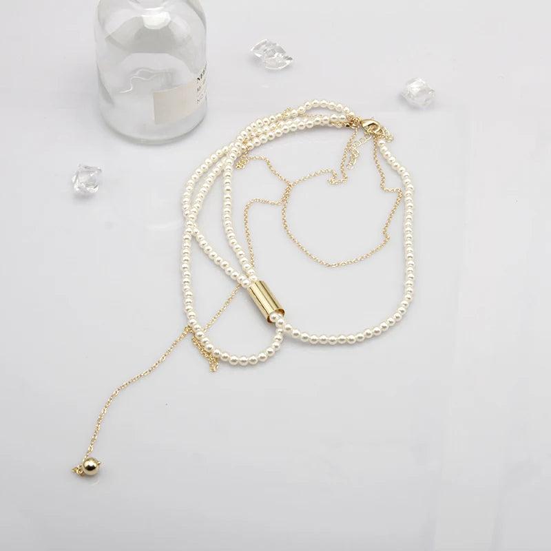 Pearl Multilayer Necklace Sweater Chain Jewelry Accessories
