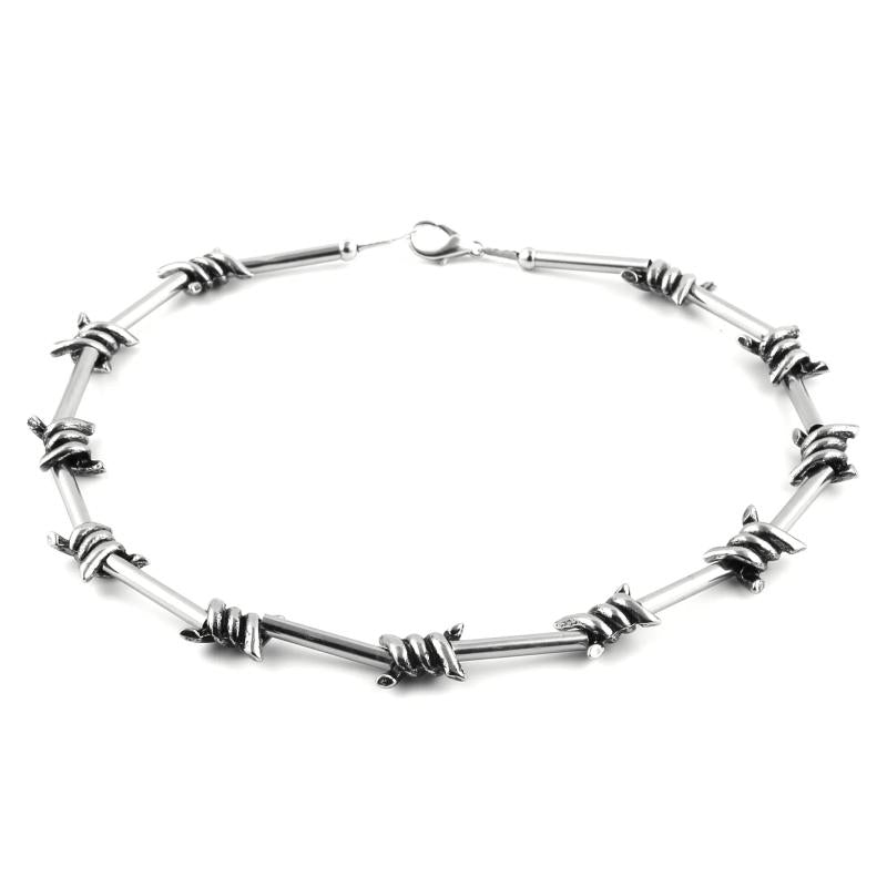 Stainless Steel Barbed Wire Necklace for Men Women