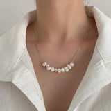 Metal Chain Choker Necklace for Women Pearl Unique Accessories