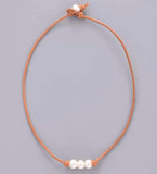 Fresh Water Pearl Leather Necklace Wedding Jewelry
