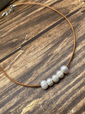 Fresh Water Pearl Leather Necklace Wedding Jewelry