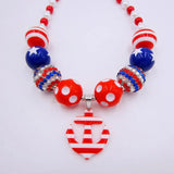 Girls Pearl Necklace Chunky Bubblegum Anchor Charm Necklace