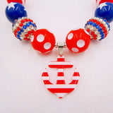 Girls Pearl Necklace Chunky Bubblegum Anchor Charm Necklace