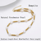 Baroque Pearl Choker Necklace Metal Strand Chain Jewelry For Female