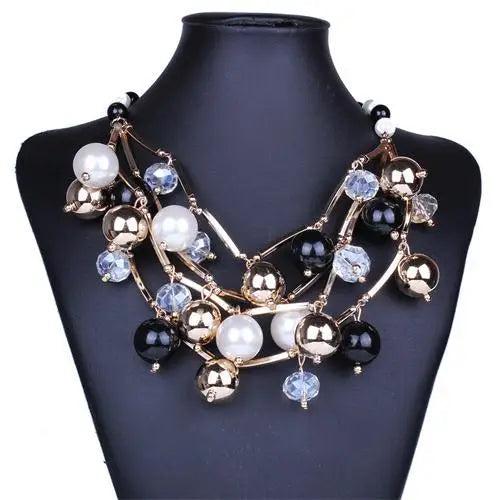 Statement Jewelry Golden Tube Beads Chokers Women's Pearl Necklaces