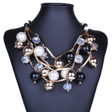 Statement Jewelry Golden Tube Beads Chokers Women's Pearl Necklaces