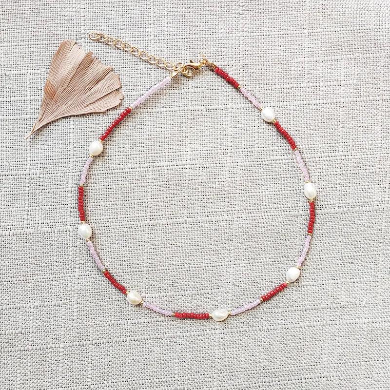 Bohemian Natural Pearl Short Necklace Colorful Beads Creative Stitching Jewelry