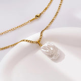 Vintage Pearl Necklace Heart Pendant Metal Collar