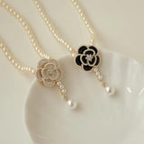Camellia Pearl Necklace Small Fresh Sweet Flower Collarbone Chain
