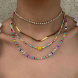 Multilayer Happy Face Pearl Beaded Necklace For Women