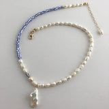 Baroque Pearl Stripe Necklace Choker for Women Gift