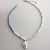 Baroque Pearl Stripe Necklace Choker for Women Gift