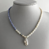 Baroque Pearl Stripe Necklace Choker for Women Gift