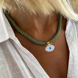 Lapis Lazuli Stone Necklace Water Drop Shell Eye Pearl
