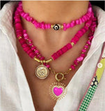 Lapis Lazuli Stone Necklace Water Drop Shell Eye Pearl
