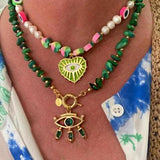 Lapis Lazuli Stone Necklace Water Drop Shell Eye Pearl
