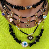 Lapis Lazuli Stone Necklace Water Drop Shell Eye Pearl