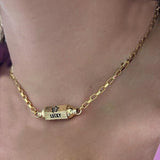 Freshwater Pearl Pendant Necklace Cuban Link Chain Evil Eye Charm Jewelry