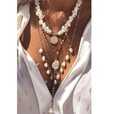 Freshwater Pearl Pendant Necklace Cuban Link Chain Evil Eye Charm Jewelry