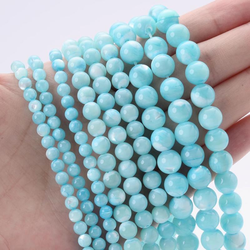 Natural Shell Beads Round Pearl Spacer Beads for Jewelry Making 4/6/8mm