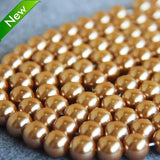 12mm Gold-Color Shell Pearl Beads 15-inch
