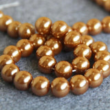 12mm Gold-Color Shell Pearl Beads 15-inch