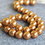 12mm Gold-Color Shell Pearl Beads 15-inch