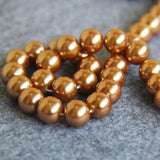 12mm Gold-Color Shell Pearl Beads 15-inch