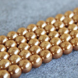 12mm Gold-Color Shell Pearl Beads 15-inch