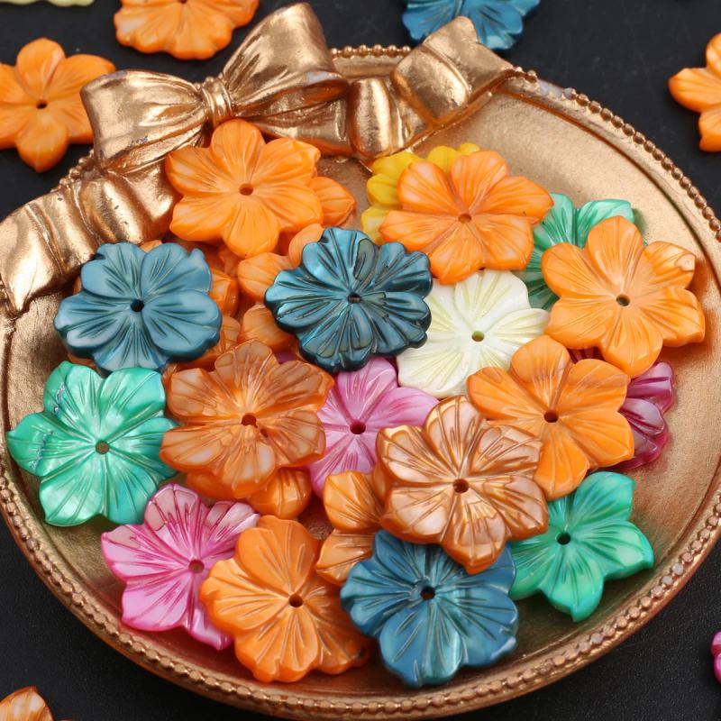 21mm Mother of Pearl Shell Loose Beads Natural Shell Flower Shape Beads