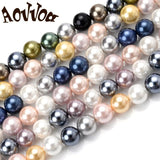 Shell Pearls Beads Round Loose Spacer Beads for Jewelry Making DIY