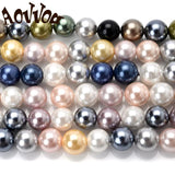 Shell Pearls Beads Round Loose Spacer Beads for Jewelry Making DIY