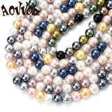 Shell Pearls Beads Round Loose Spacer Beads for Jewelry Making DIY