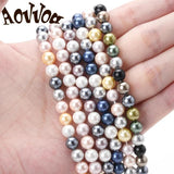 Shell Pearls Beads Round Loose Spacer Beads for Jewelry Making DIY