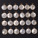 A-Z Letter Shell Charms 15mm Initial Letters Mother Of Pearl Charm Pendants