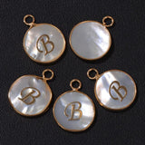 A-Z Letter Shell Charms 15mm Initial Letters Mother Of Pearl Charm Pendants