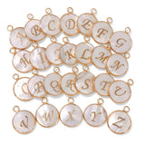 A-Z Letter Shell Charms 15mm Initial Letters Mother Of Pearl Charm Pendants