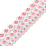 Pink Evil Eye Beads Hearts Mother of Pearl Shell for Jewelry Making