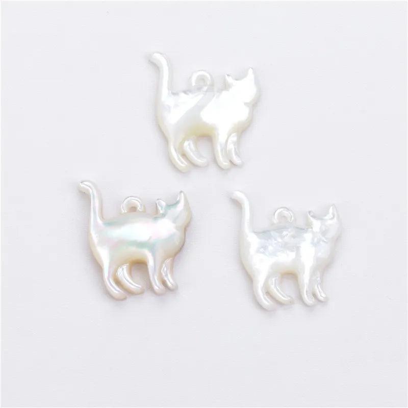 15x16mm Shell Cat Pendant for Jewelry Making DIY