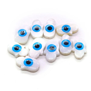 Fatima Hamsa Hand Evil Eye Spacer Beads Natural Mother of Pearl Shell