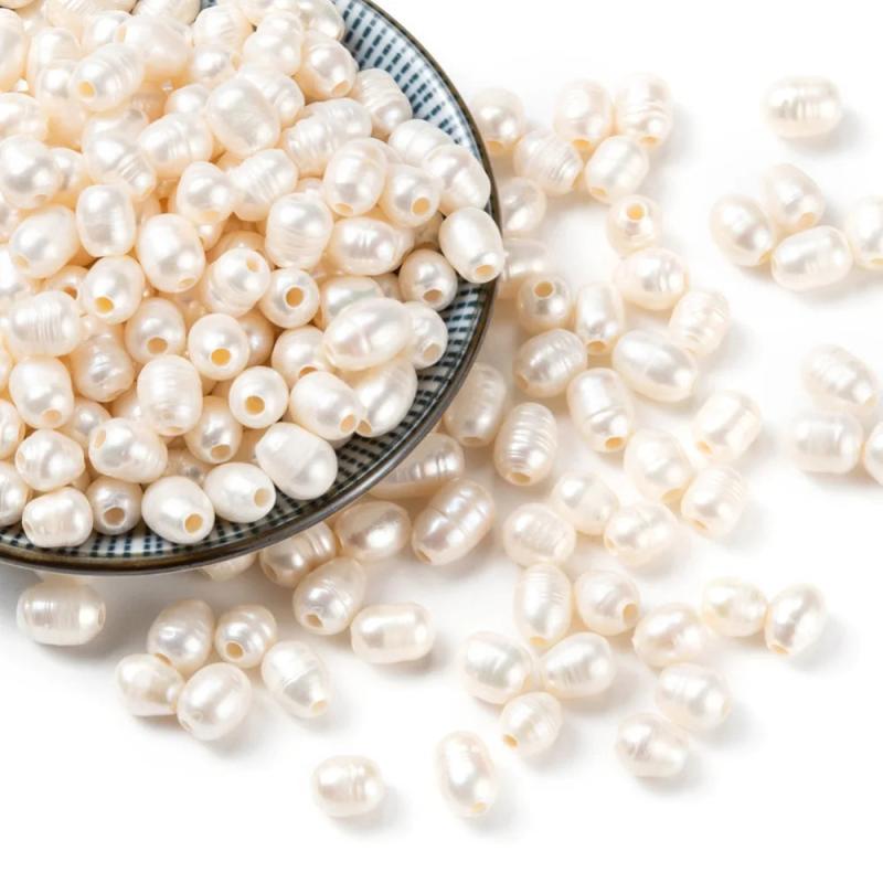 20pcs Natural Seashell Oval Pearl Beads for DIY Jewelry Making 7~10x7~8mm