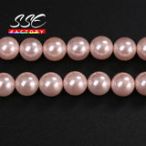 Pink Shell Pearl Round Beads 15.7 Inch - Jewelry Making
